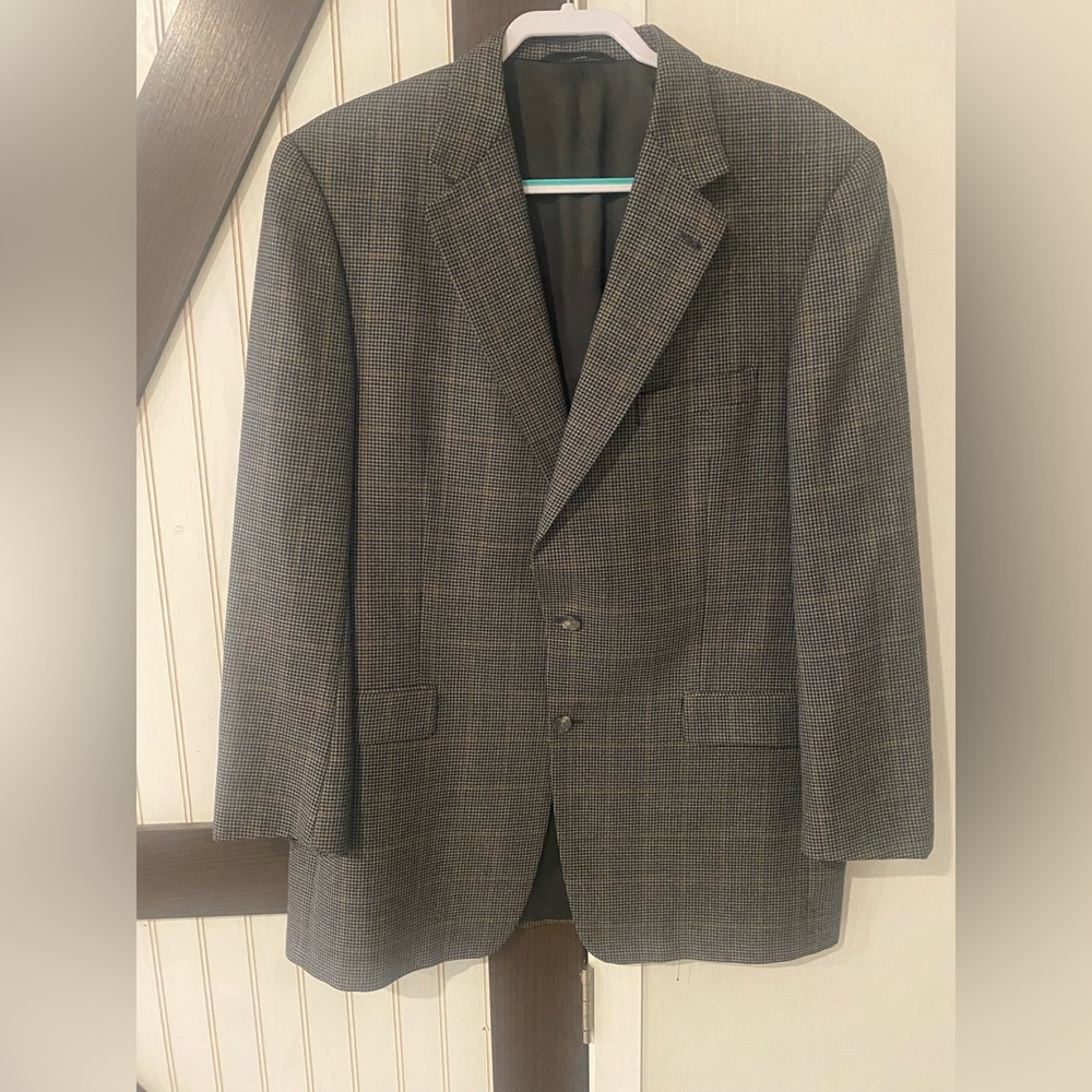 Burberry London Saks Fifth Ave Houndstooth Blazer SZ 44 Long 100% Wool Read